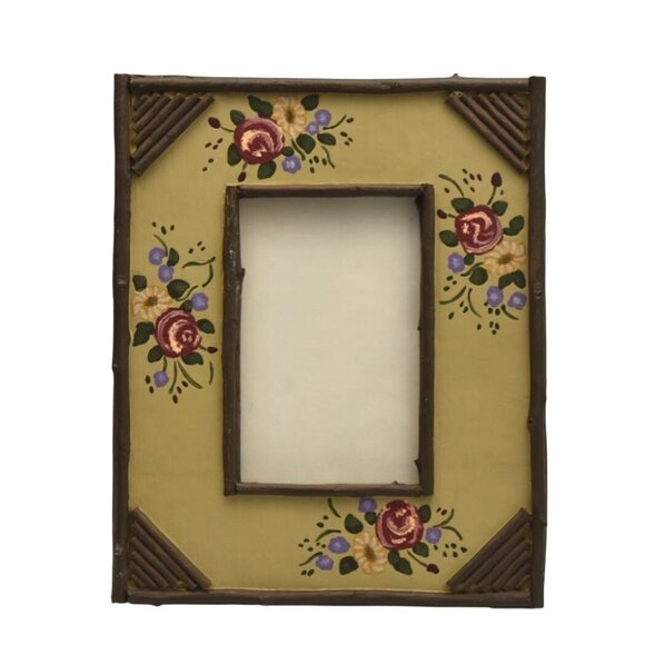 Jane Keltner Twos Company Handpainted Frame 4x6 Floral Twig Cottagecore Folk Art - Picture 1 of 4